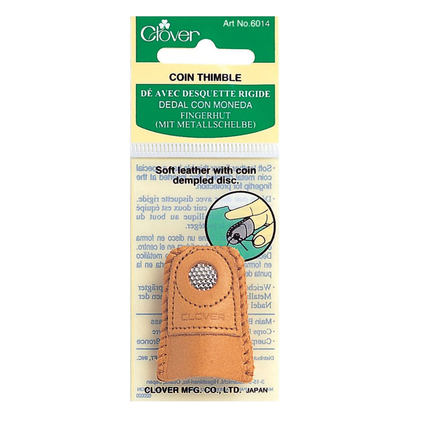 Dé à coudre Clover en cuir avec plaque d'appui métallique (référence 6014)