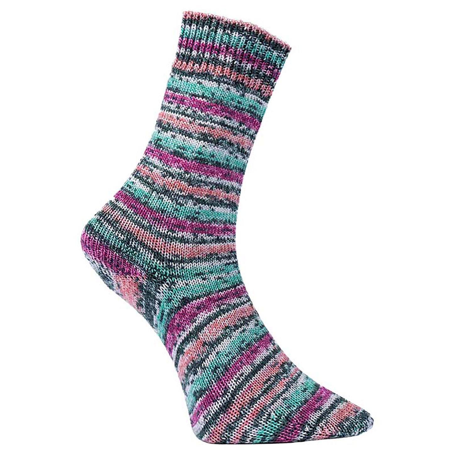 Bamboo Socks Color Two de Pro Lana coloris 1020 Menthe / Framboise / Corail
