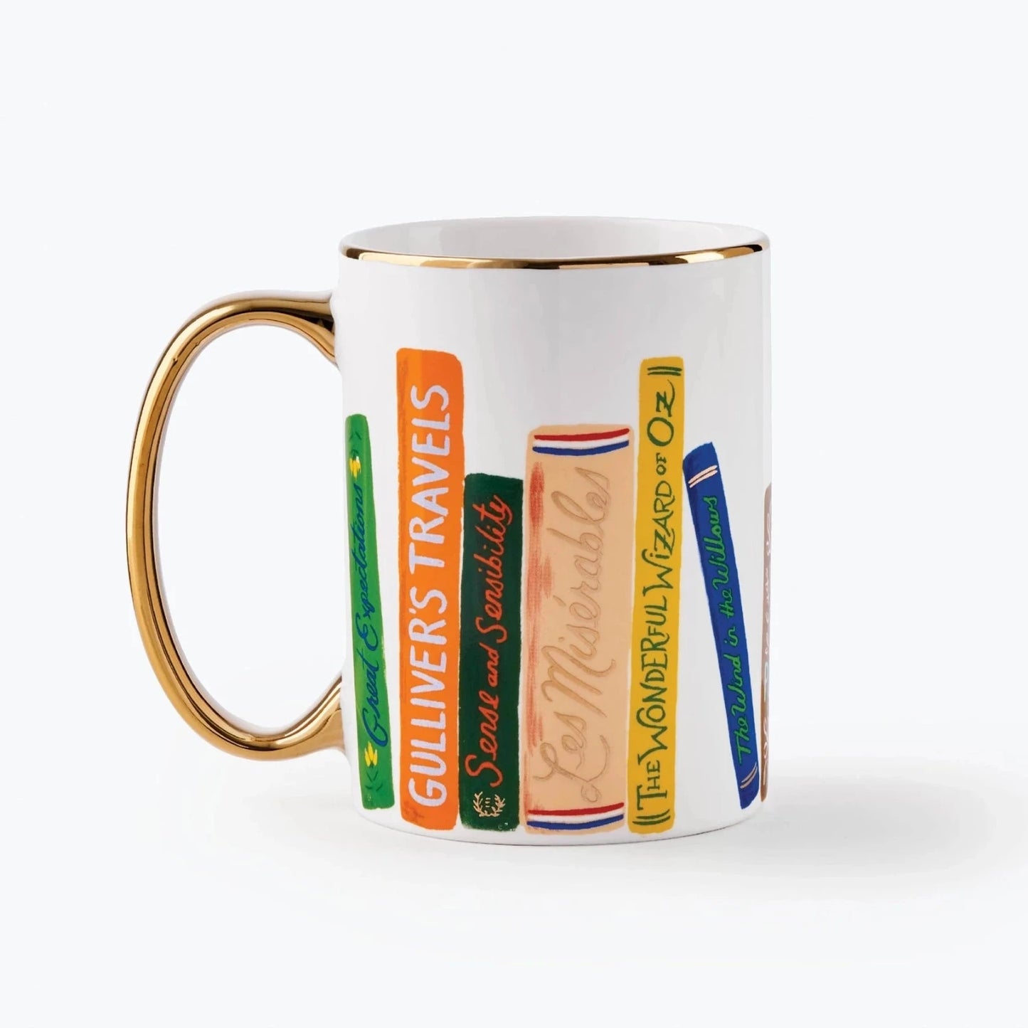 Mug en céramique avec poignée dorée Rifle Paper Co modèle Book Club