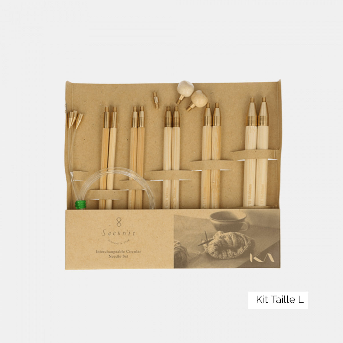 Mini-kits d'aiguilles circulaires interchangeables Seeknit, finition Shirotake, longueur 14cm, modèle L