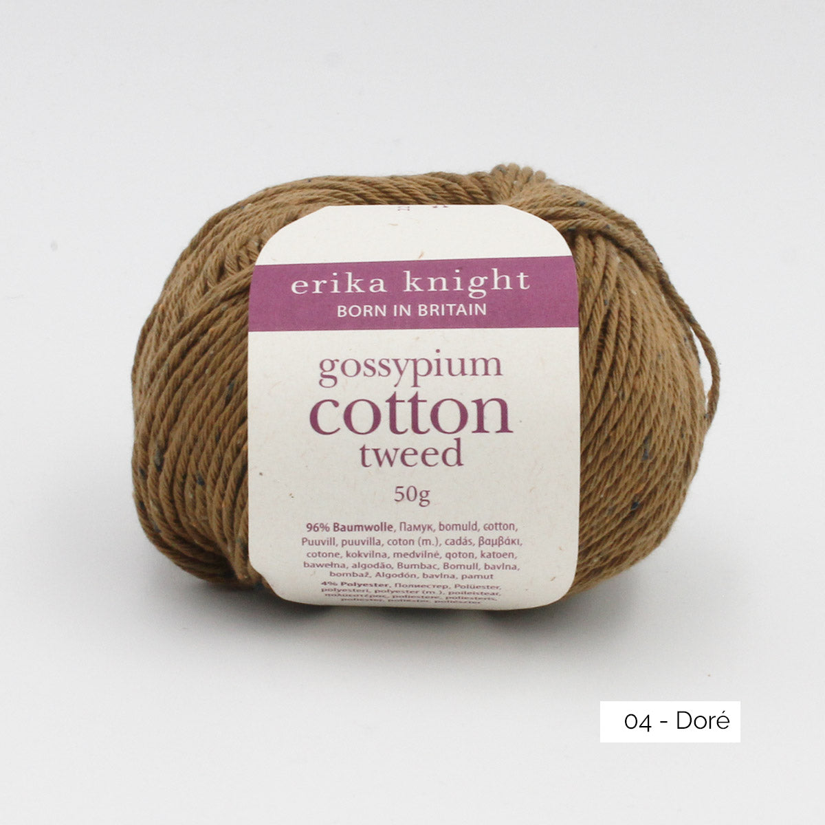 Une pelote de Gossypium Cotton Tweed d'Erika Knight coloris Doré