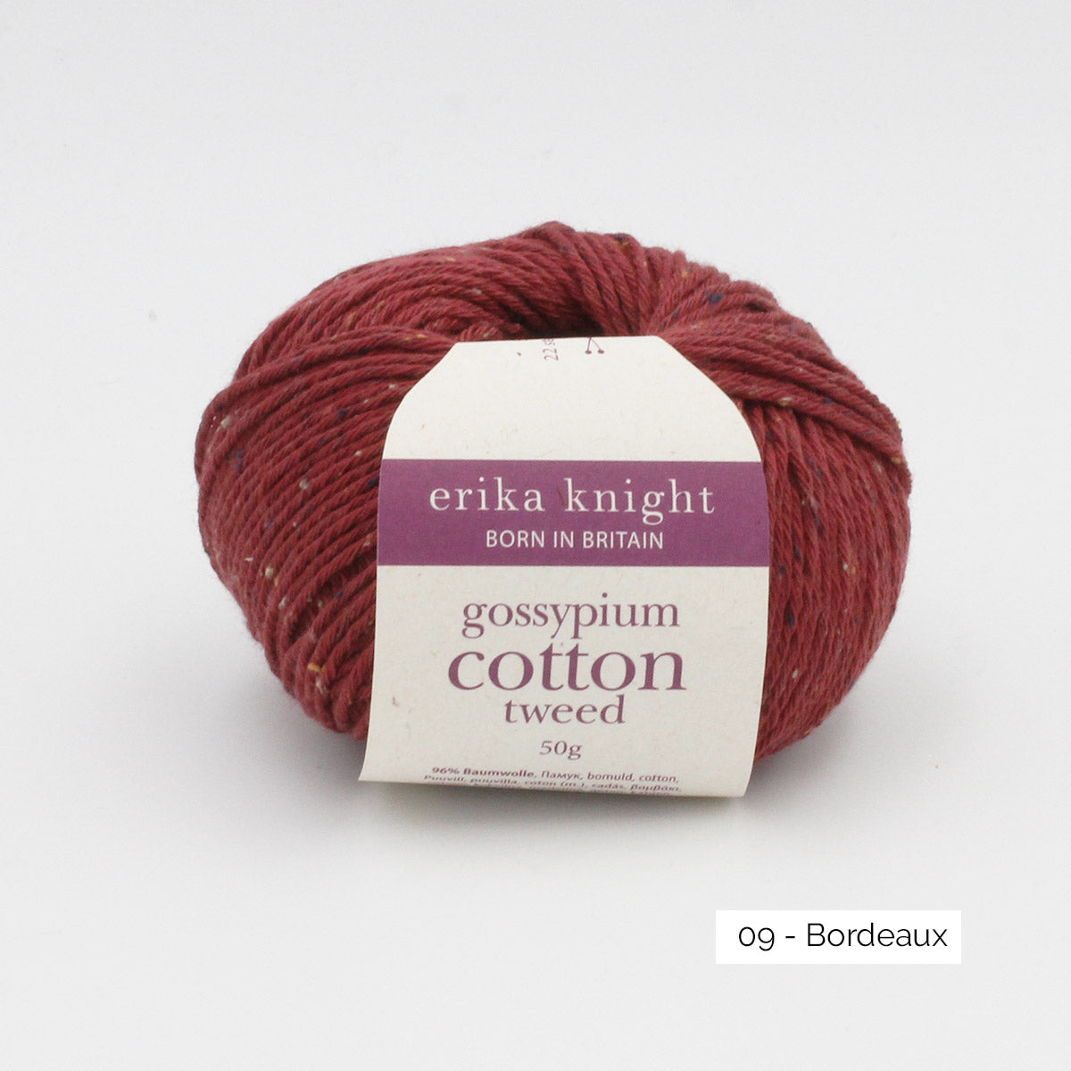 Une pelote de Gossypium Cotton Tweed d'Erika Knight coloris Bordeaux