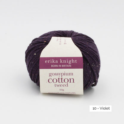 Une pelote de Gossypium Cotton Tweed d'Erika Knight coloris Violet