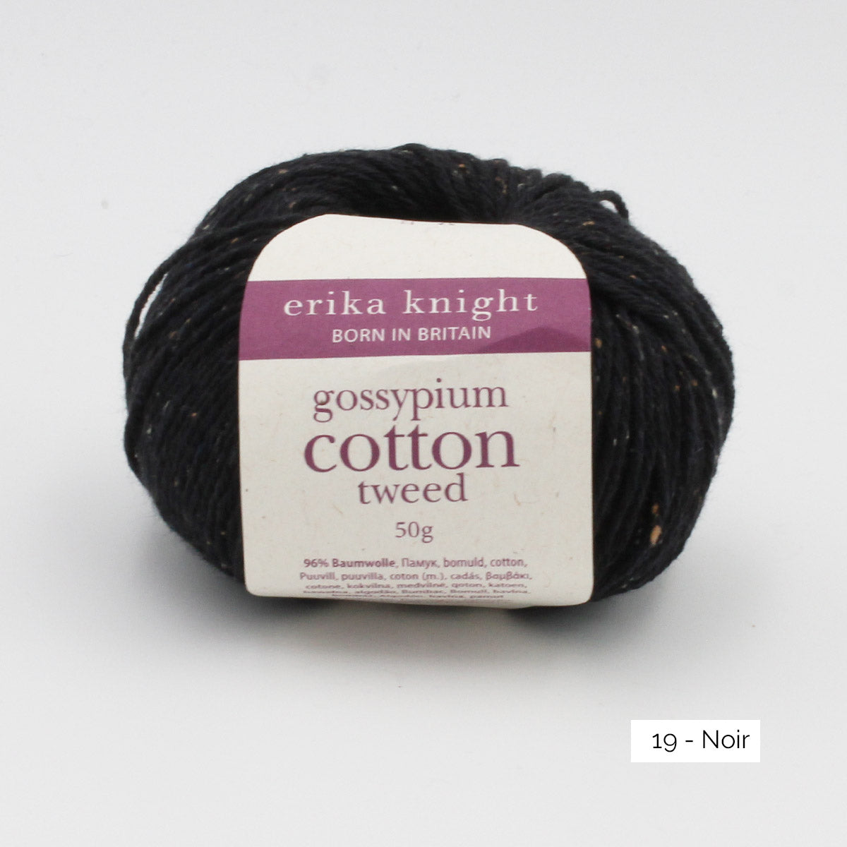 Une pelote de Gossypium Cotton Tweed d'Erika Knight coloris Noir