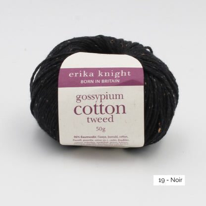 Une pelote de Gossypium Cotton Tweed d'Erika Knight coloris Noir