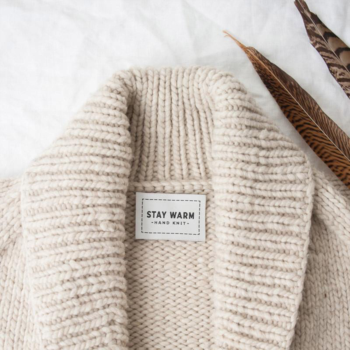 Etiquette pour Tricot "Stay Warm" - Twig & Horn