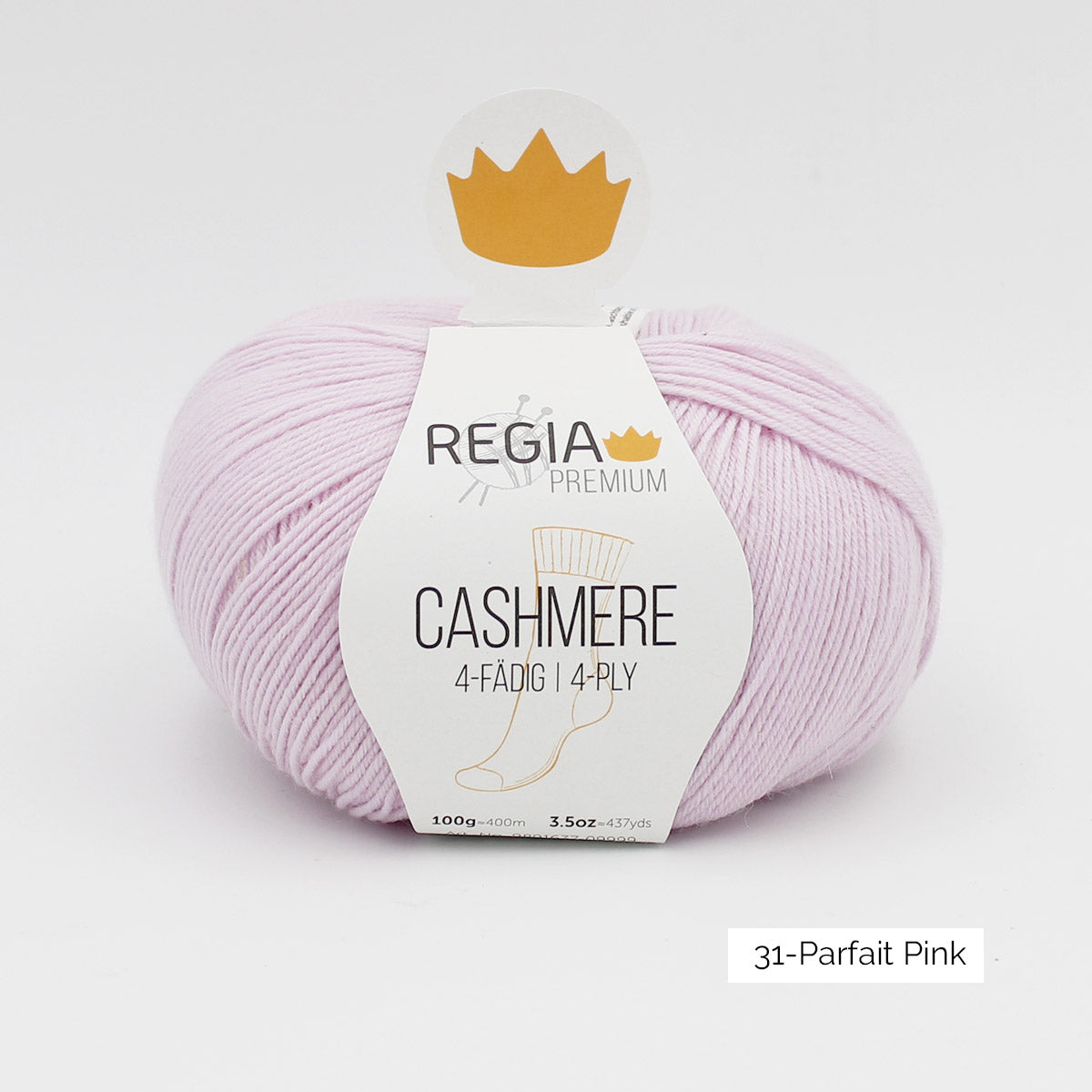 Une pelote de Regia Cashmere Premium, laine à chaussettes avec cachemire, en coloris Parfait Pink (rose très clair)