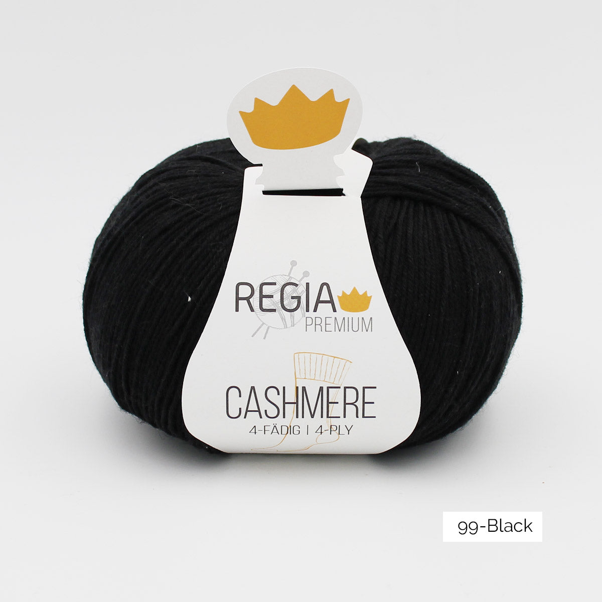 Une pelote de Regia Cashmere Premium, laine à chaussettes avec cachemire, en coloris Black (noir)