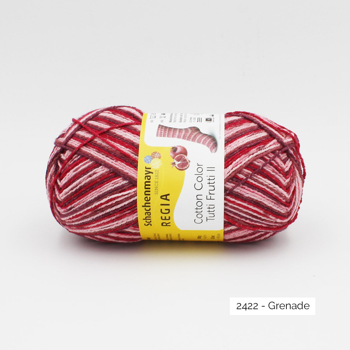 Une pelote de fil à chaussettes Regia coloris Grenade de la gamme Tutti Frutti Cotton