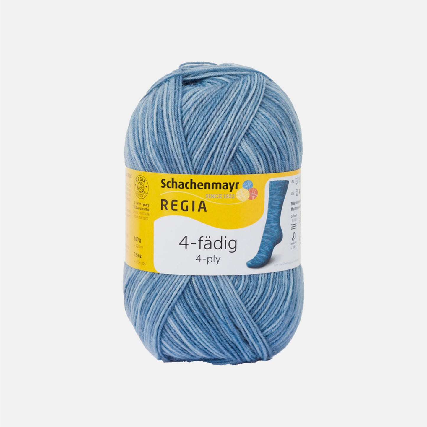 Pelote de 4-fädig (4-ply) de Regia coloris 1936 Denim Rauchblau