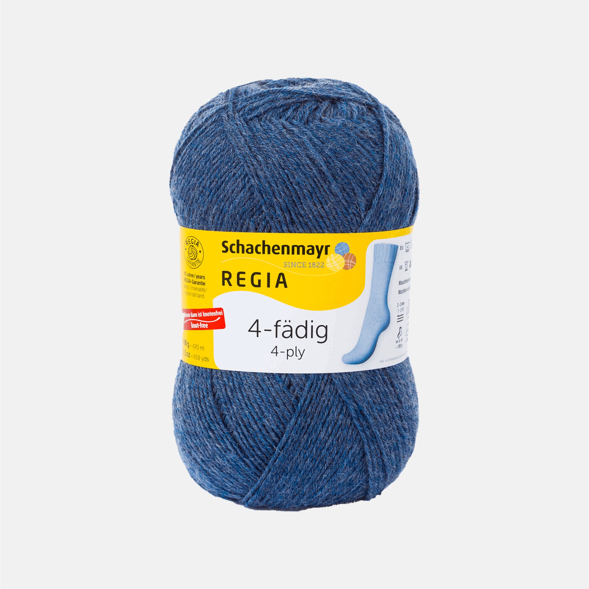 Pelote de 4-fädig (4-ply) de Regia coloris 2137 Jeans Shiné