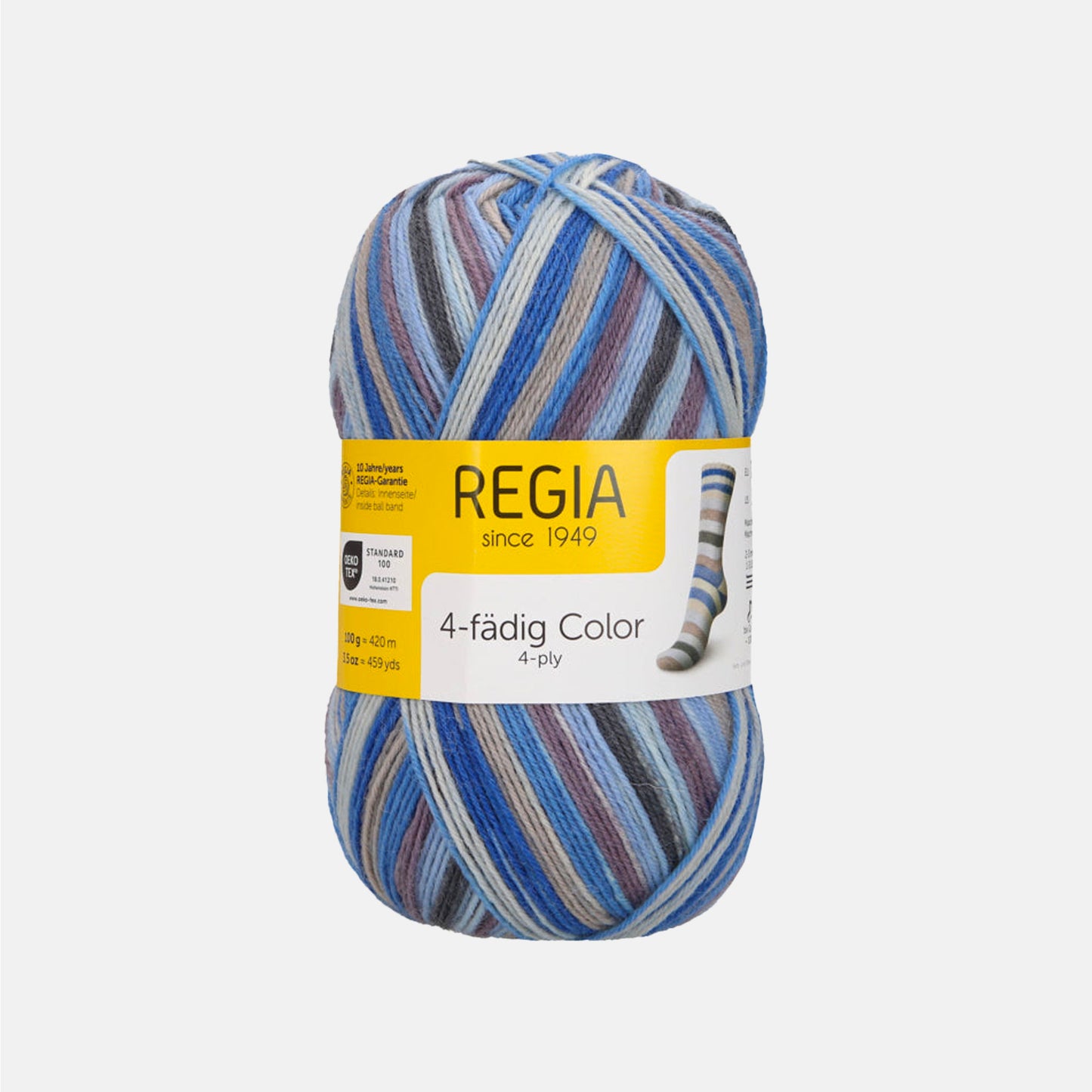 Pelote de 4-fädig (4-ply) de Regia coloris 2737 Bleu Grey