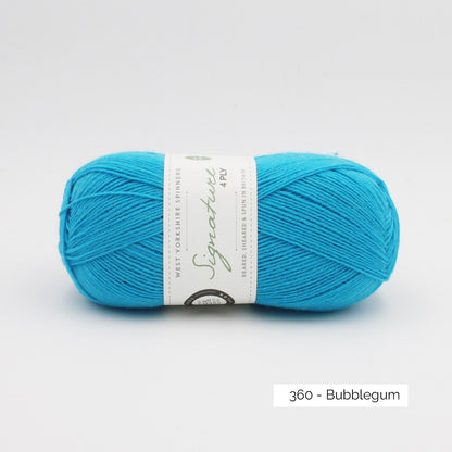 Pelote de Signature de West Yorkshire Spinners coloris Bubblegum (bleu turquoise clair vif)