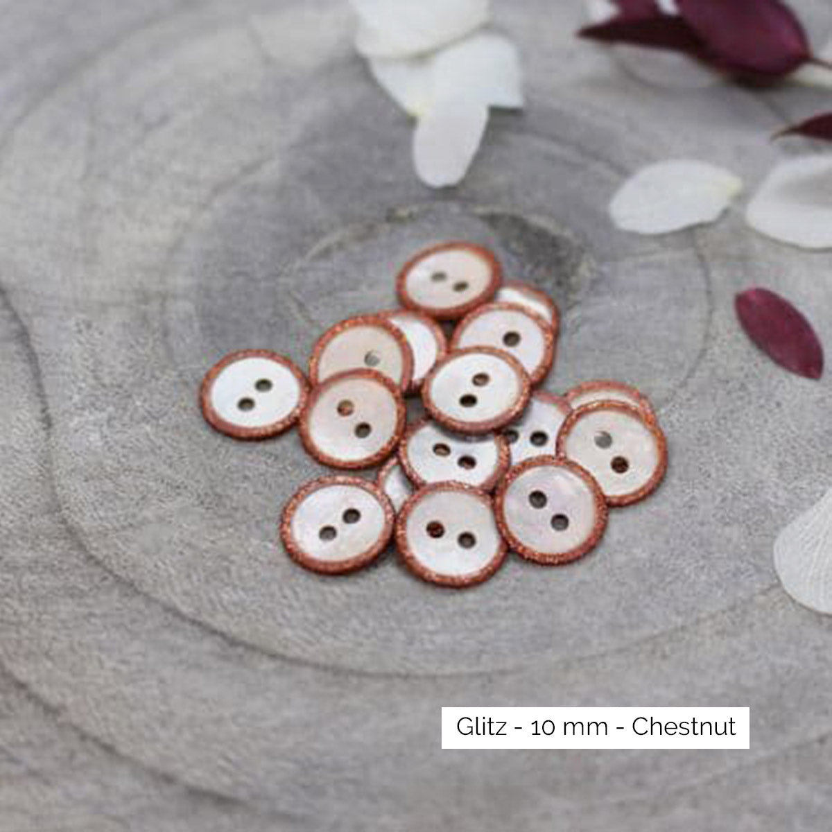 Boutons Atelier Brunette modèle Glitz, coloris Chestnut