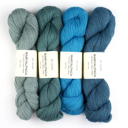 Echeveaux de Baby Alpaca de BC Garn dans des coloris vert et bleu assortis