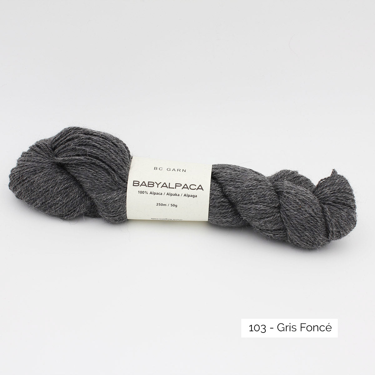 Echeveau de Baby Alpaca de BC Garn, coloris 103 Gris Foncé