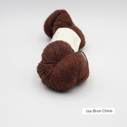 Echeveau de Baby Alpaca de BC Garn, coloris 114 Brun Chiné