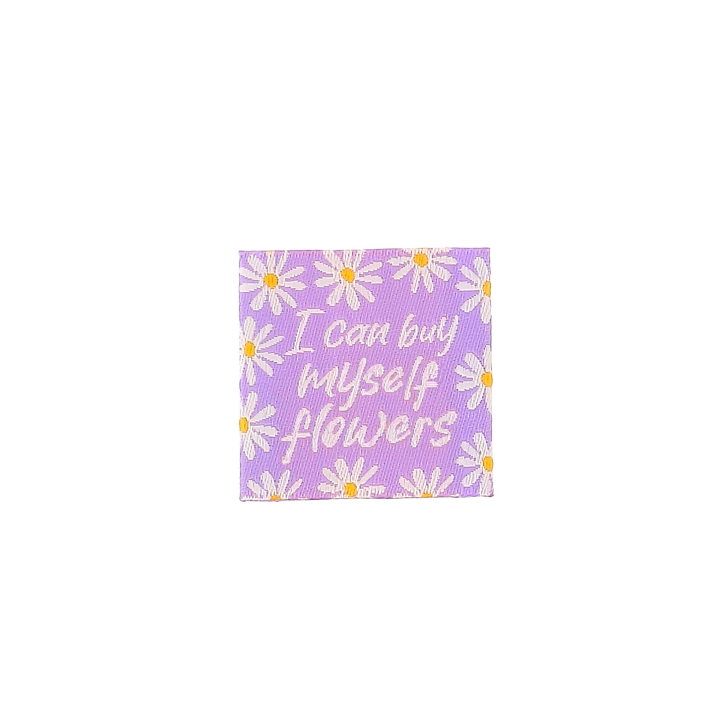 Etiquette à coudre de Bohin, modèle I can buy myself flowers