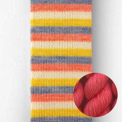 Kit de laine à chaussettes Le Bruit des Aiguilles, coloris Little Miss Sunshine / mini Corail