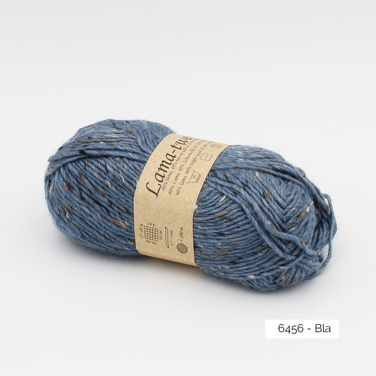 Pelote de Lama Tweed de CaMaRose, mélange de lama, laine et viscose, coloris 6456 Bla (bleu clair tweedé caramel, gris et naturel)