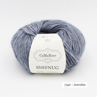 Pelote de Snefnug de CaMaRose, alpaga et mérinos soufflé sur un filet de coton, coloris 7340 Jeansbla (bleu jeans)