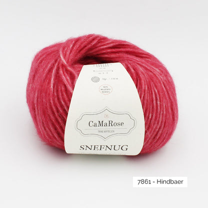 Pelote de Snefnug de CaMaRose, alpaga et mérinos soufflé sur un filet de coton, coloris 7861 Hindbaer (framboise)