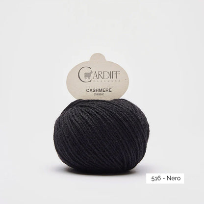 Pelote de cachemire Classic de Cardiff Cashmere coloris 516 Nero