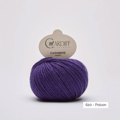 Pelote de cachemire Classic de Cardiff Cashmere coloris 620 Poison (violet)