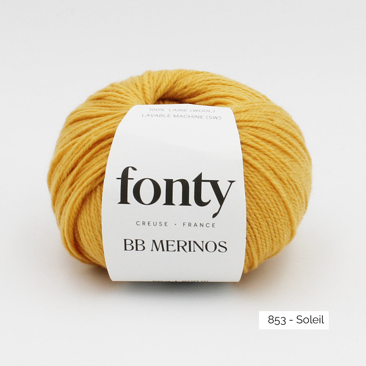 Pelote de mérinos extrafin superwash BB Mérinos de Fonty, coloris 853 Soleil