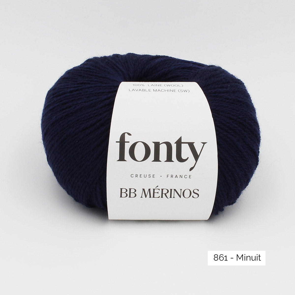 Pelote de mérinos extrafin superwash BB Mérinos de Fonty, coloris 861 Minuit