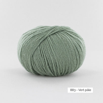 Pelote de mérinos extrafin superwash BB Mérinos de Fonty, coloris 883 Vert Pâle