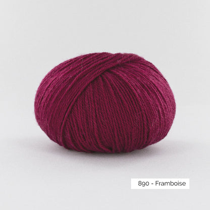 Pelote de mérinos extrafin superwash BB Mérinos de Fonty, coloris 890 Framboise