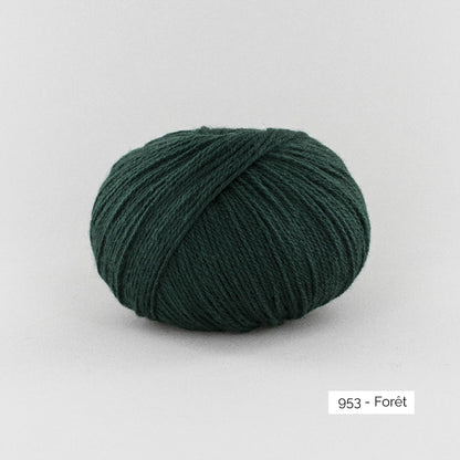 Pelote de mérinos extrafin superwash BB Mérinos de Fonty, coloris 953 Forêt