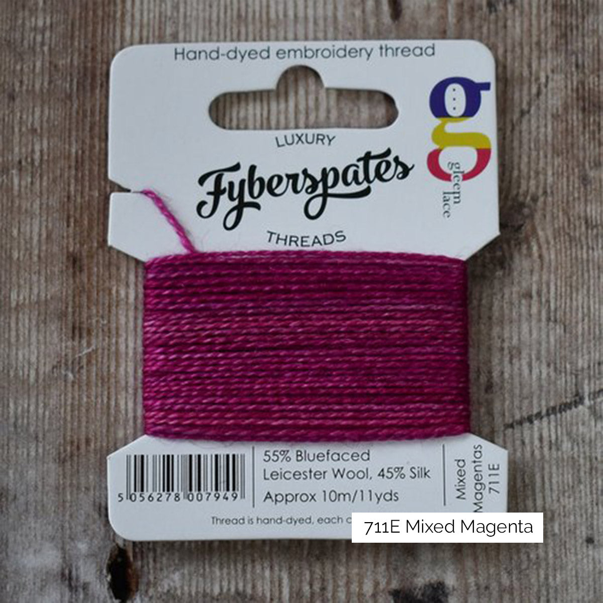 Bobinette de laine à broder BFL et soie Fyberspates coloris 711E Mixed Magenta