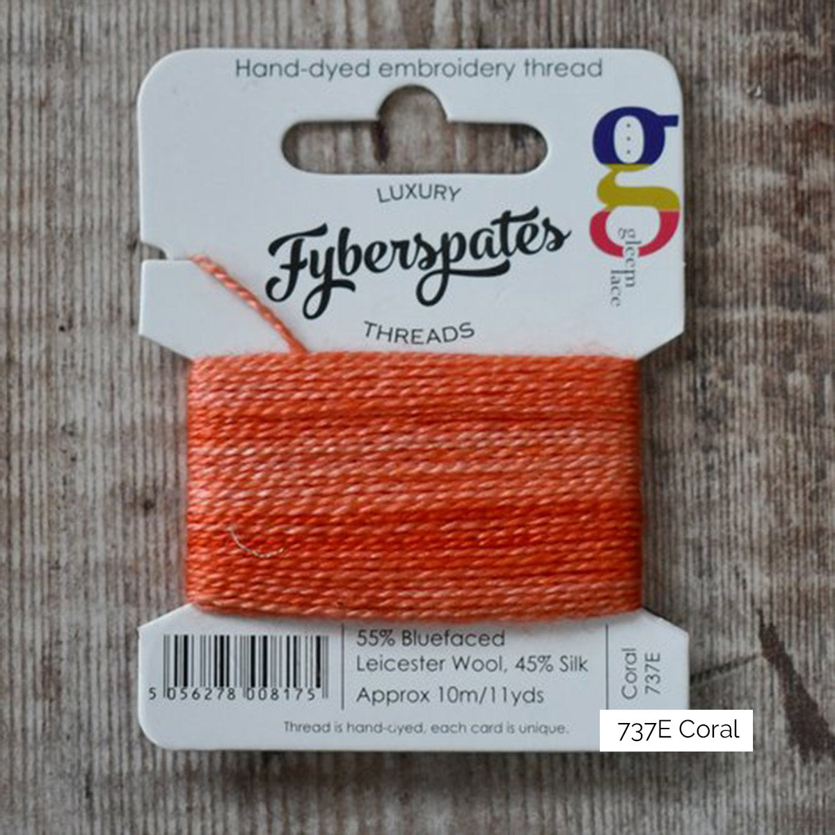 Bobinette de fil à broder laine BFL et soie Fyberspates coloris 737E Coral