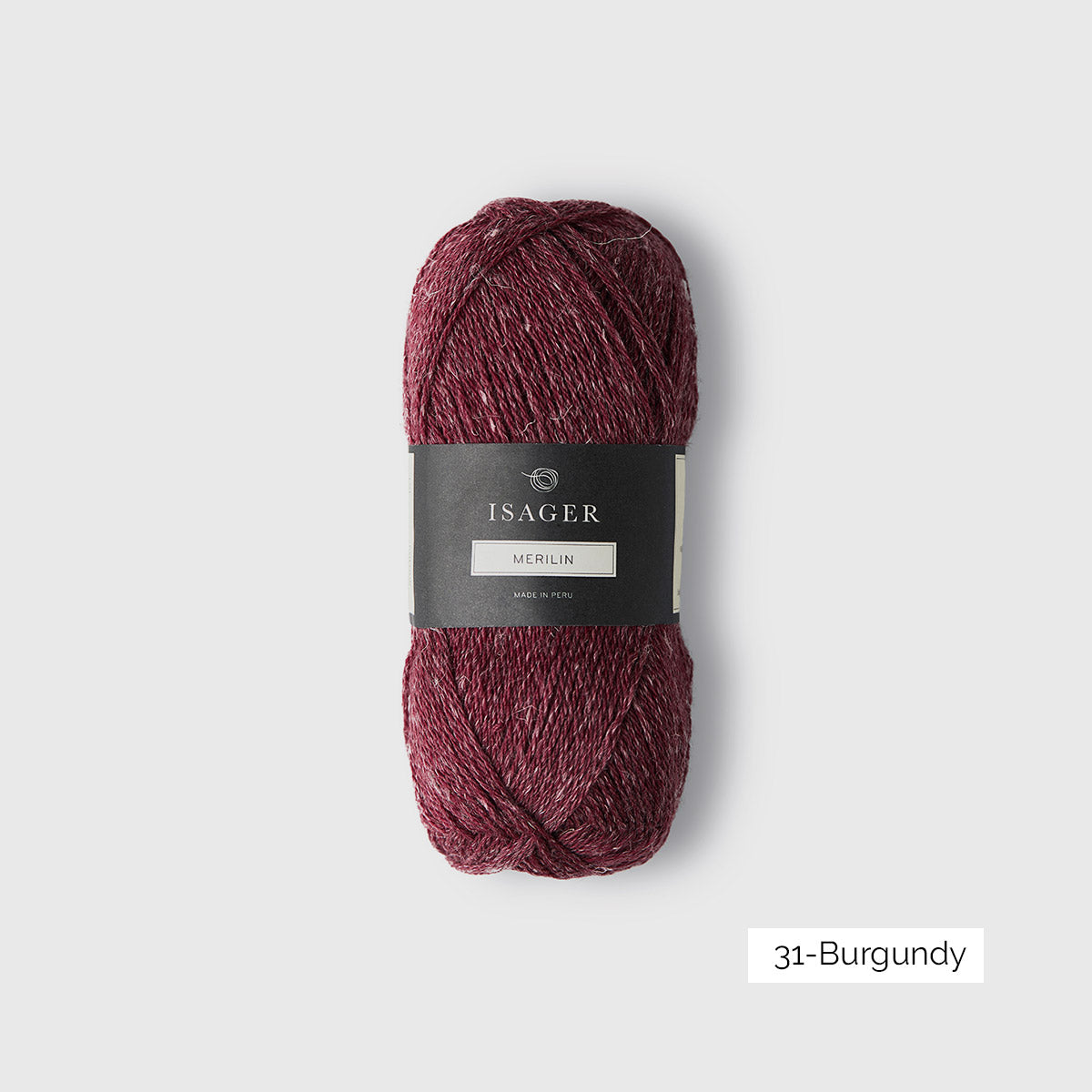 Pelote de Merilin d'Isager, mélange de mérinos et lin, coloris 31 Burgundy