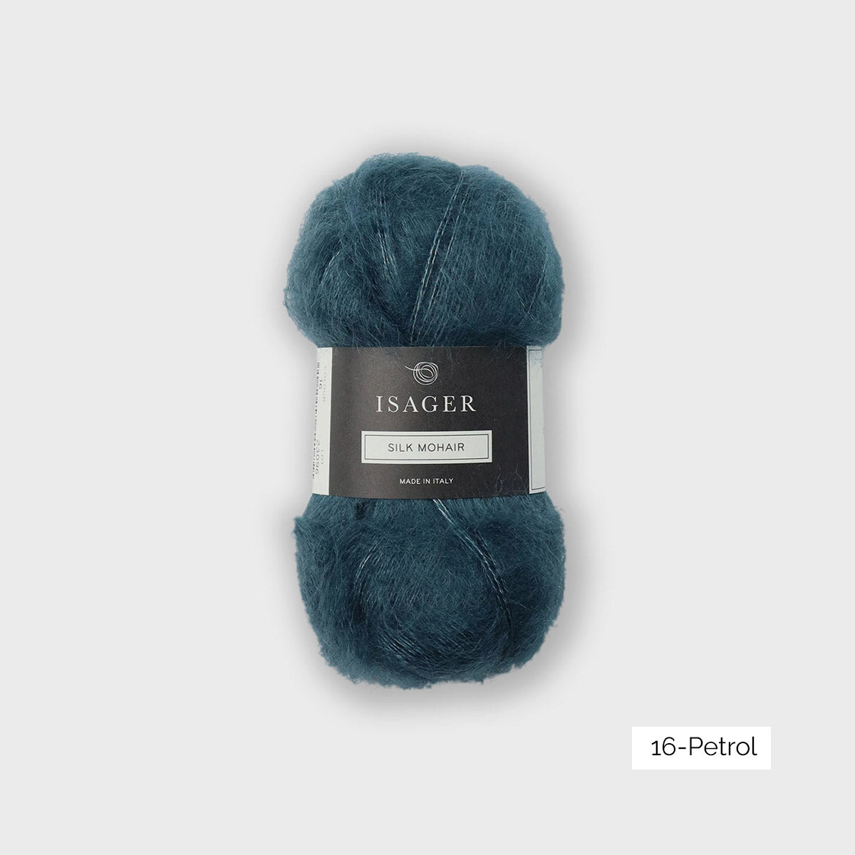 Pelote de mohair et soie Silk Mohair d'Isager, coloris 16 Petrol