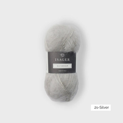 Pelote de mohair et soie Silk Mohair d'Isager coloris 2S Silver