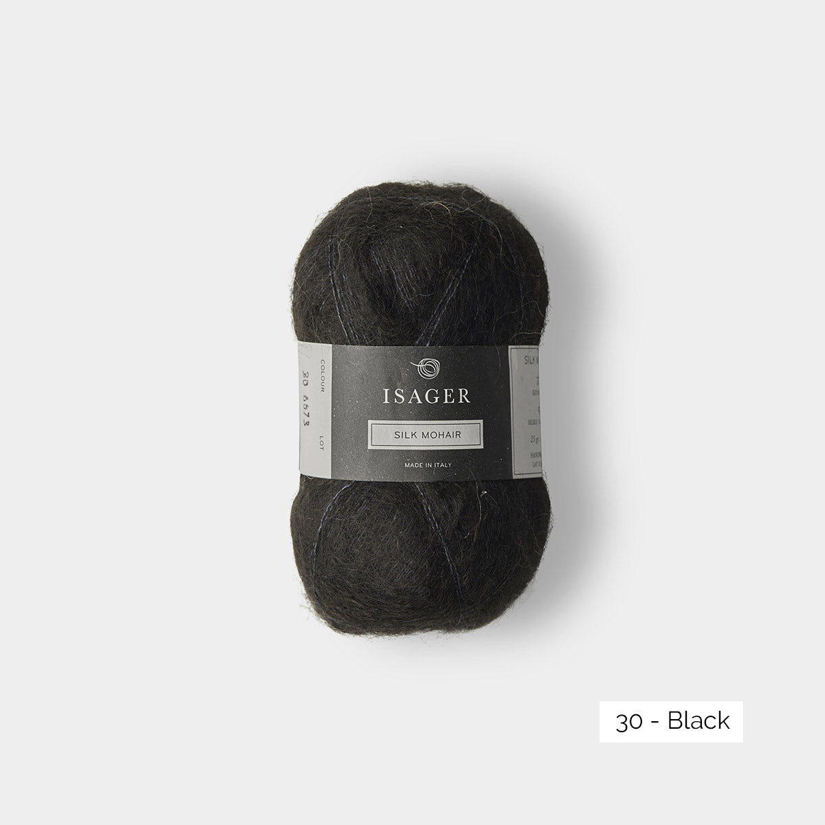 Pelote de mohair et soie Silk Mohair d'Isager coloris 30 Black