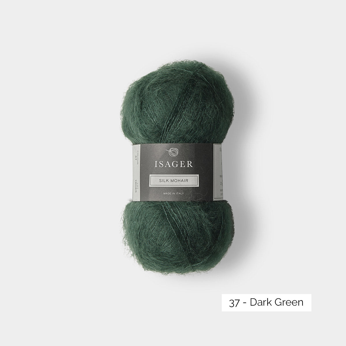 Pelote de mohair et soie Silk Mohair d'Isager coloris 37 Dark Green