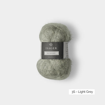 Pelote de mohair et soie Silk Mohair d'Isager coloris 3S Light Grey