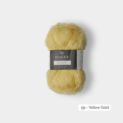 Pelote de mohair et soie Silk Mohair d'Isager coloris 59 Yellow Gold