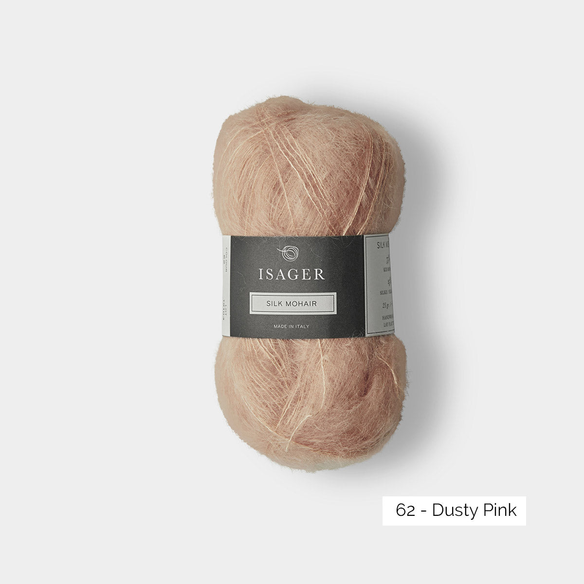 Pelote de mohair et soie Silk Mohair d'Isager, coloris 62 Dusty Pink