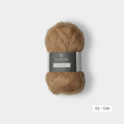 Pelote de mohair et soie Silk Mohair d'Isager, coloris 63 Oak