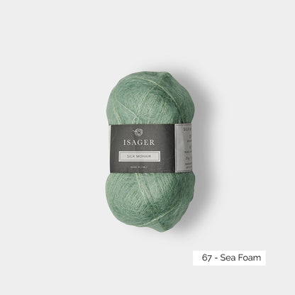 Pelote de mohair et soie Silk Mohair d'Isager coloris 67 Sea Foam