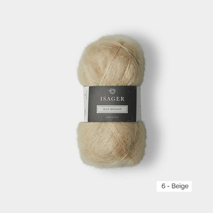 Pelote de mohair et soie Silk Mohair d'Isager coloris 6 Beige