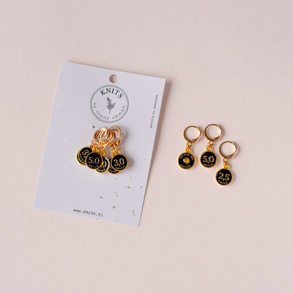 Anneaux marqueurs amovibles de Knits by ce, modèle Numéro d'aiguilles (amovibles, lot de 6 marqueurs)