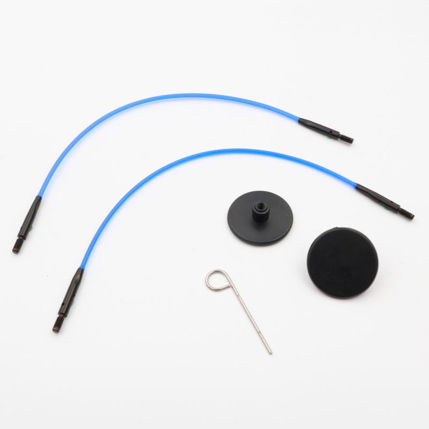 Lot de deux câbles Knit Pro pour petits diamètres 23 cm + 27 cm (à utiliser avec pointes de 5 cm), coloris Indigo