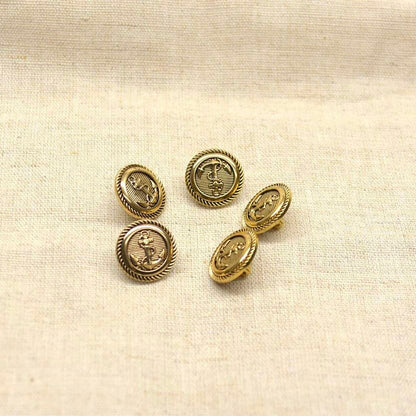 Boutons La Droguerie modèle Ancre Vieil Or (polyester ; 18 mm)
