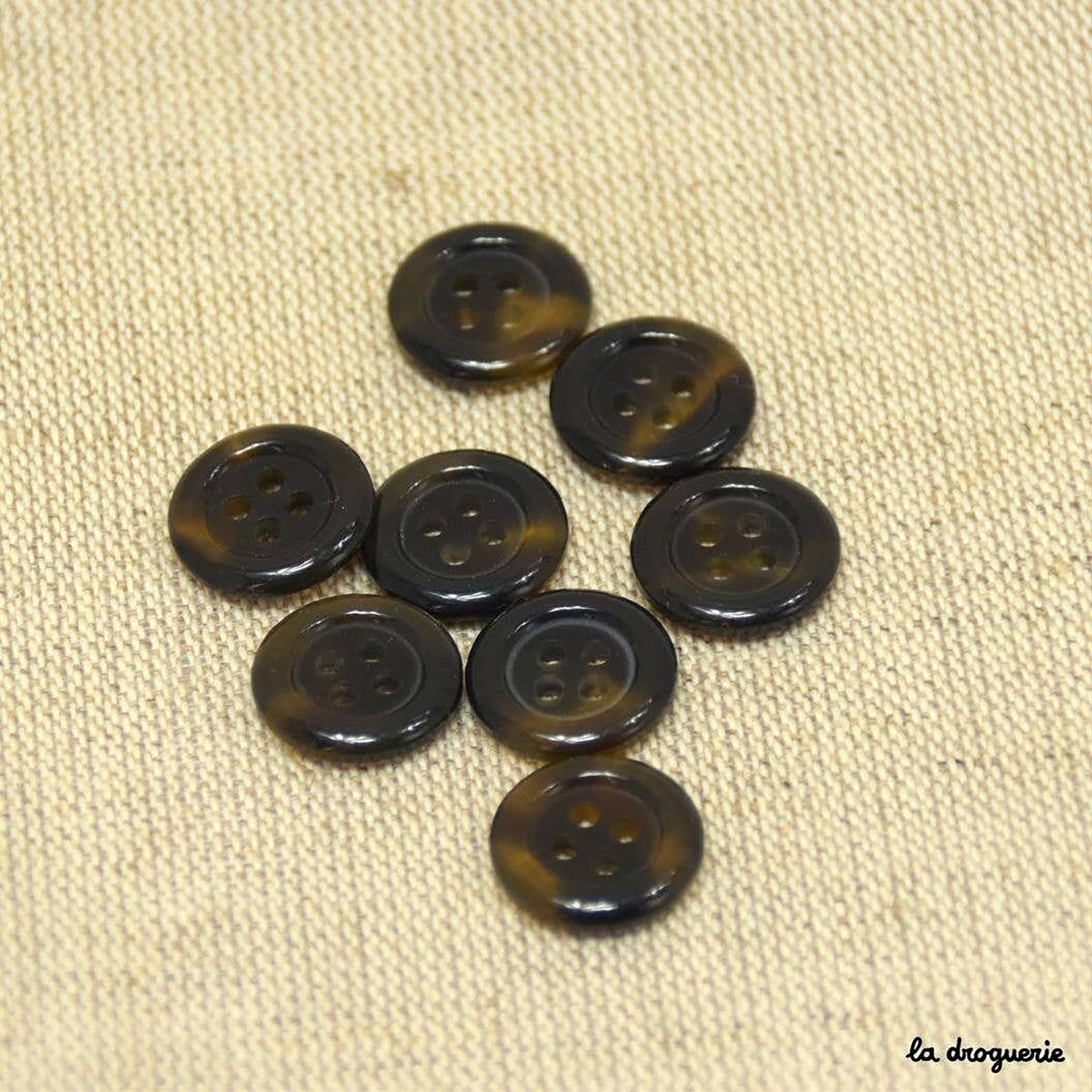 Boutons La Droguerie modèle Gabardine (Brun ; 15mm)
